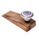 2 Pieces Blue & Golden Wheel Pattern Flat Ceramic Wooden Door Stopper